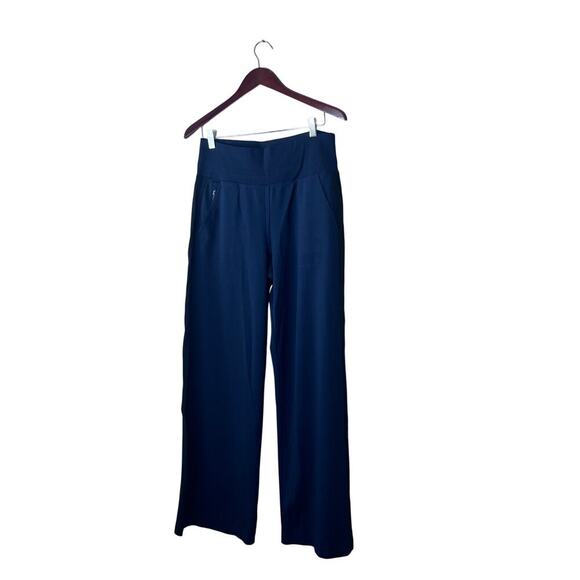 Athleta Nolita Wide Leg Straight Pant Athletic Nylon Medium Navy Blue - Picture 1 of 10